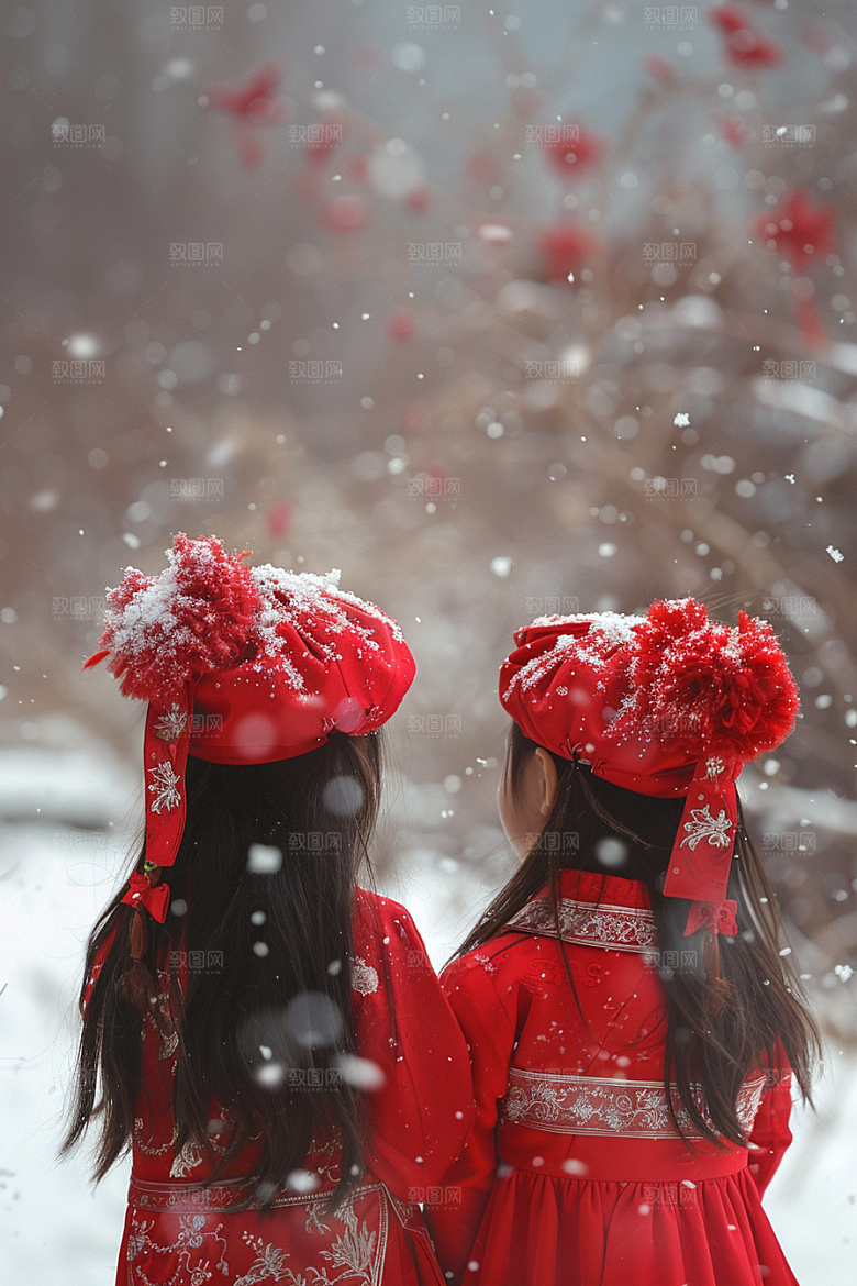 赏雪人像高清写真摄影图