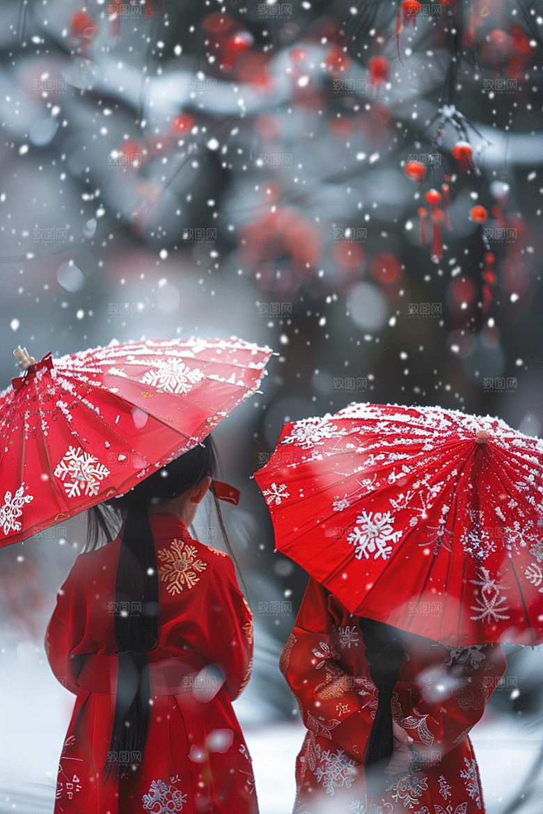 赏雪人像时尚肖像摄影图