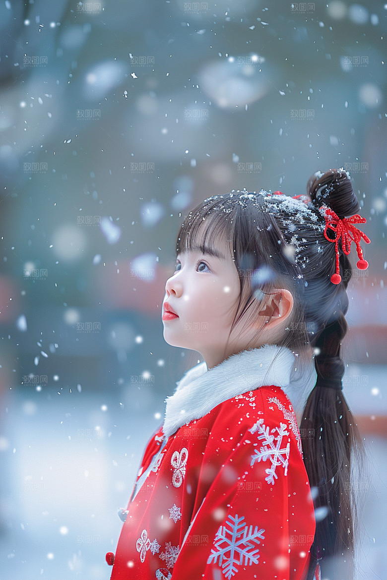 赏雪人像时尚户外摄影图