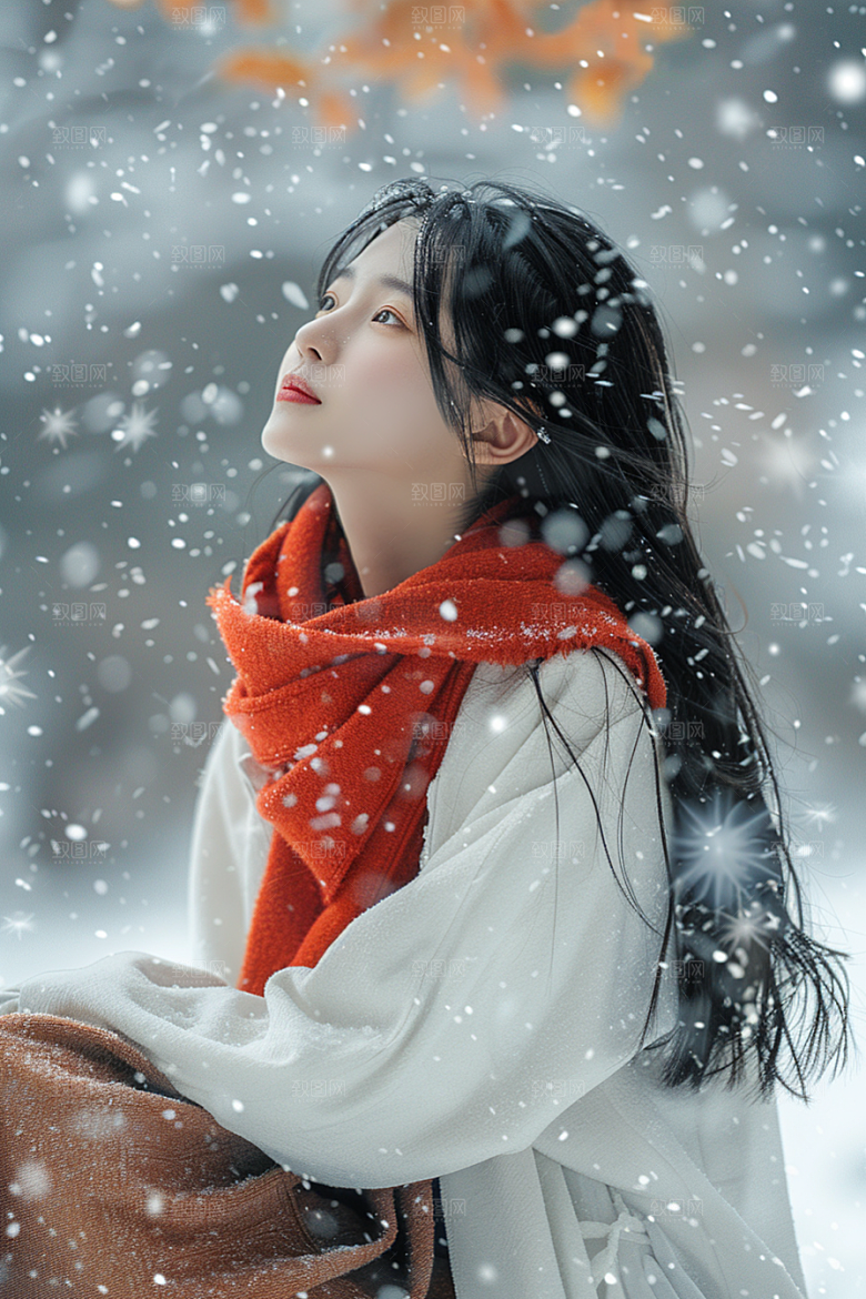 赏雪人像冰雪户外摄影图