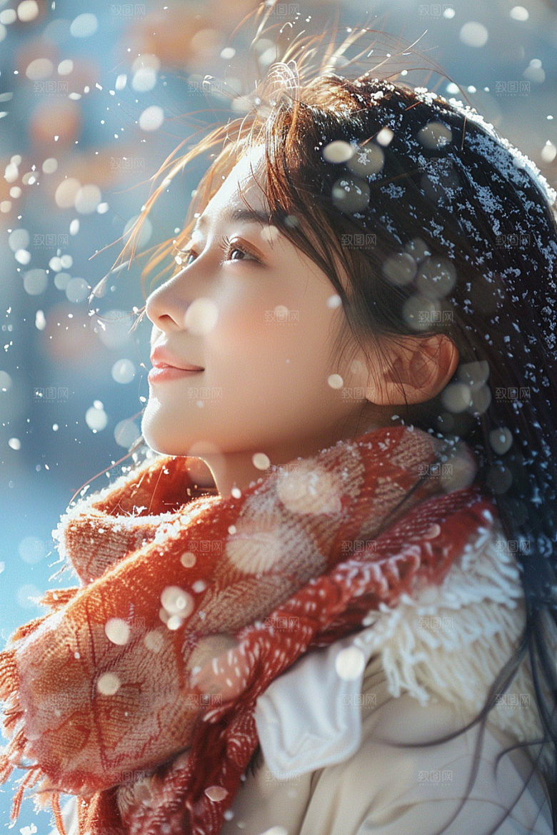 赏雪人像肖像高清摄影图