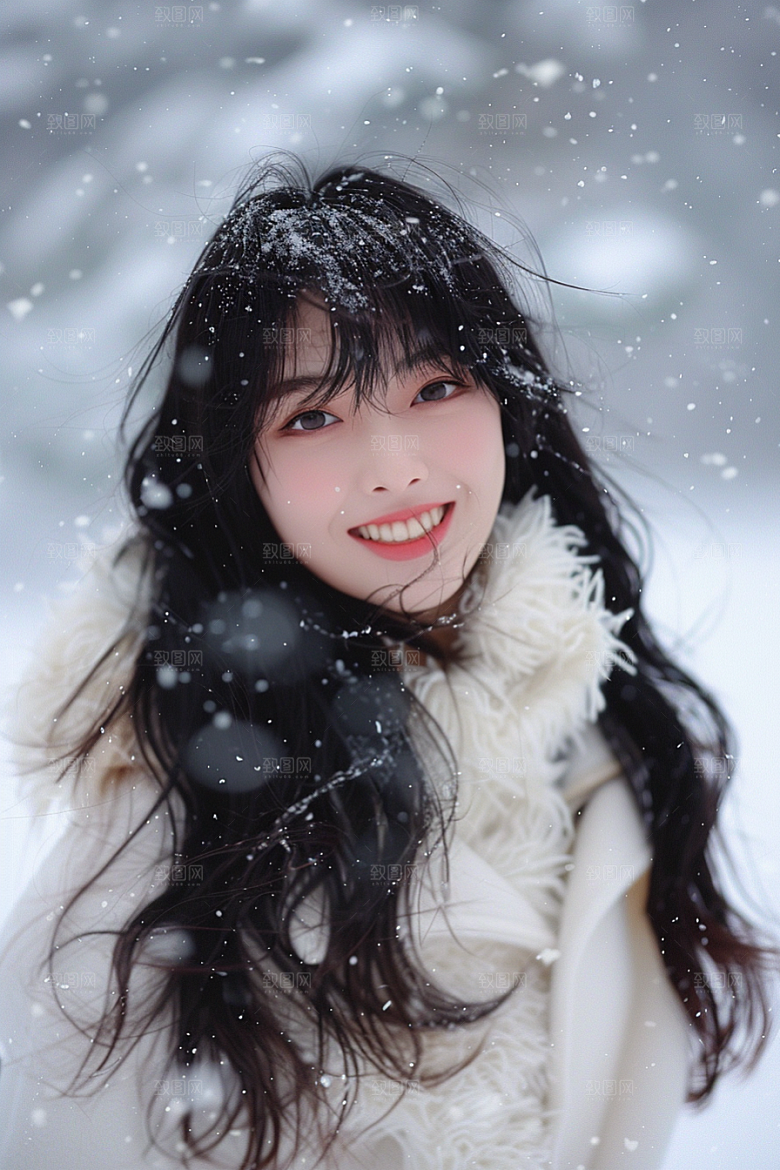 赏雪人像人物雪山摄影图
