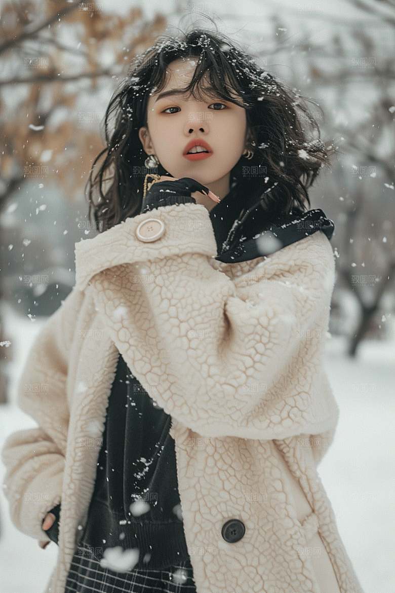 赏雪人像高清冰雪摄影图