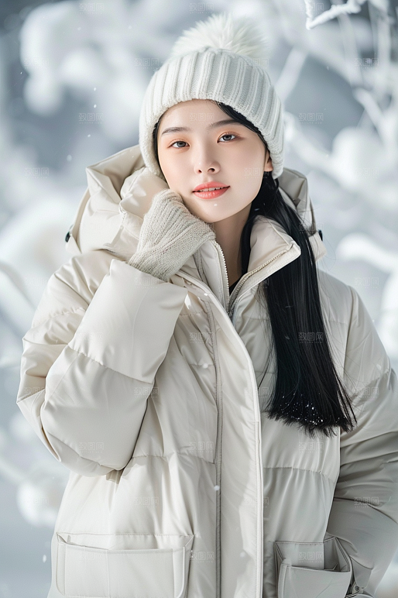 赏雪人像时尚冰雪摄影图