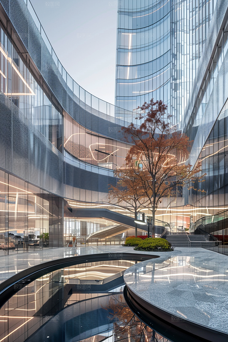 商业街简约建筑效果图
