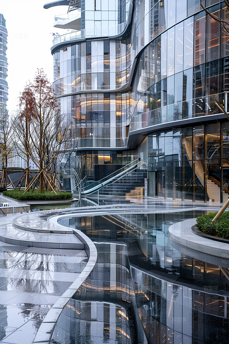 商业街简洁楼盘效果图