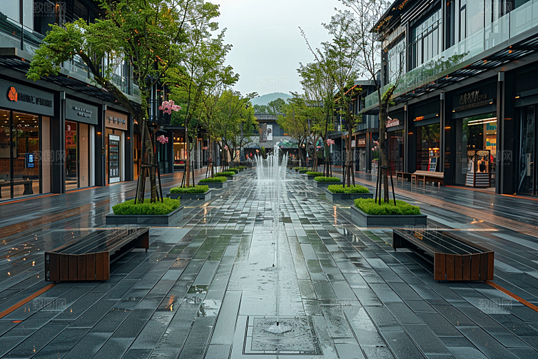 商业街街区线条感效果图