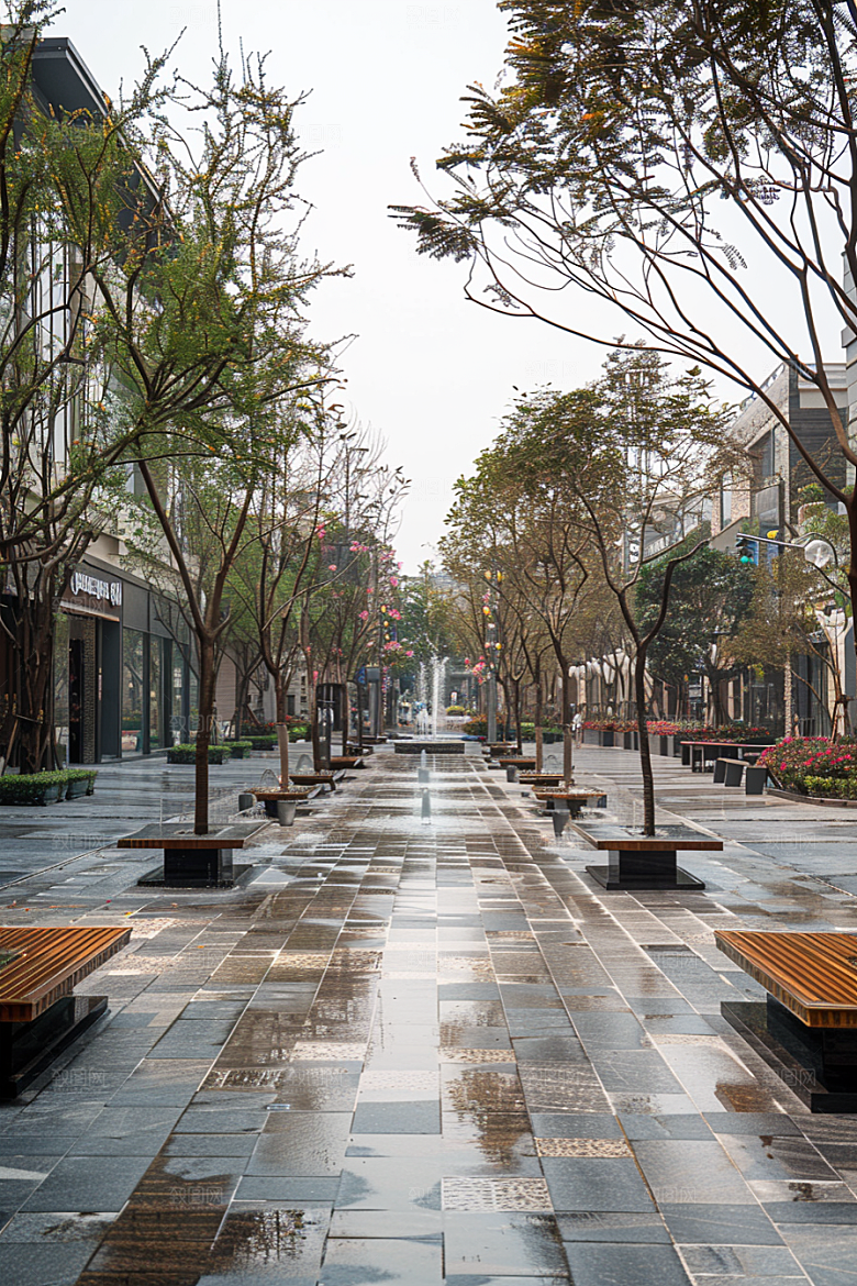 商业街楼盘线条感效果图