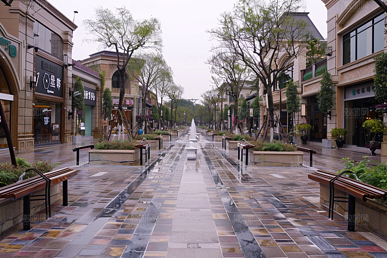 商业街街区金属感效果图