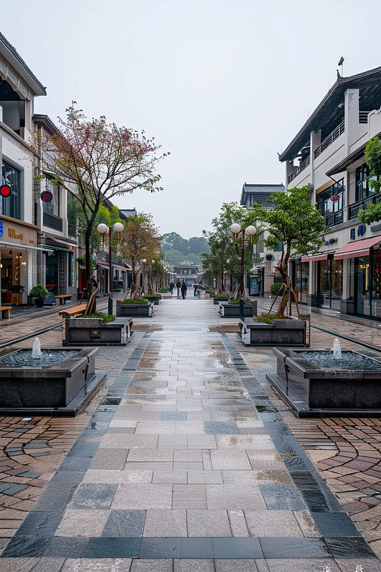 商业街线条感质感效果图