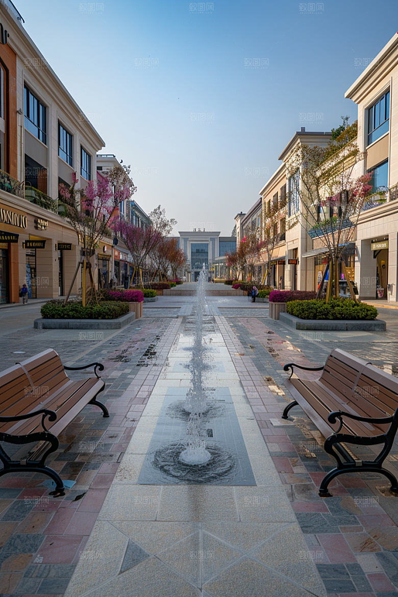 商业街金属感楼盘效果图