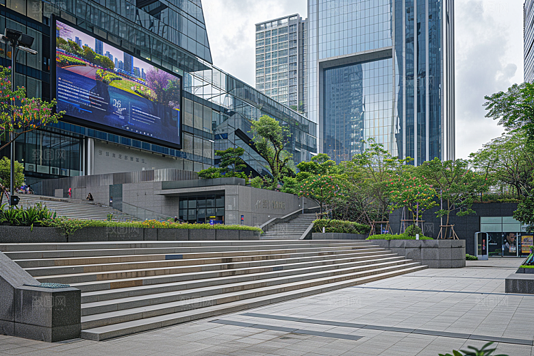 商业街金属感街区效果图