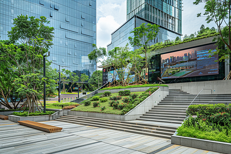 商业街简洁街区效果图