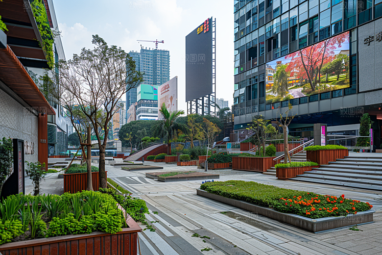 商业街建筑金属感效果图