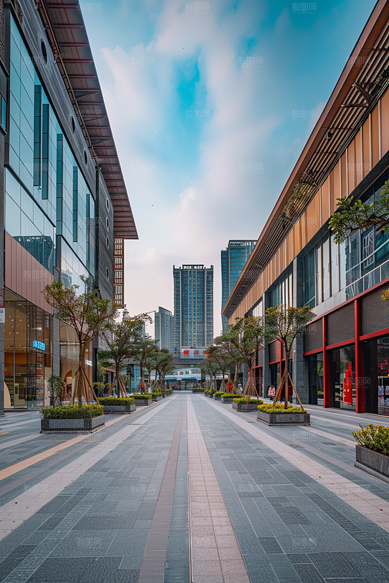 商业街现代街区效果图