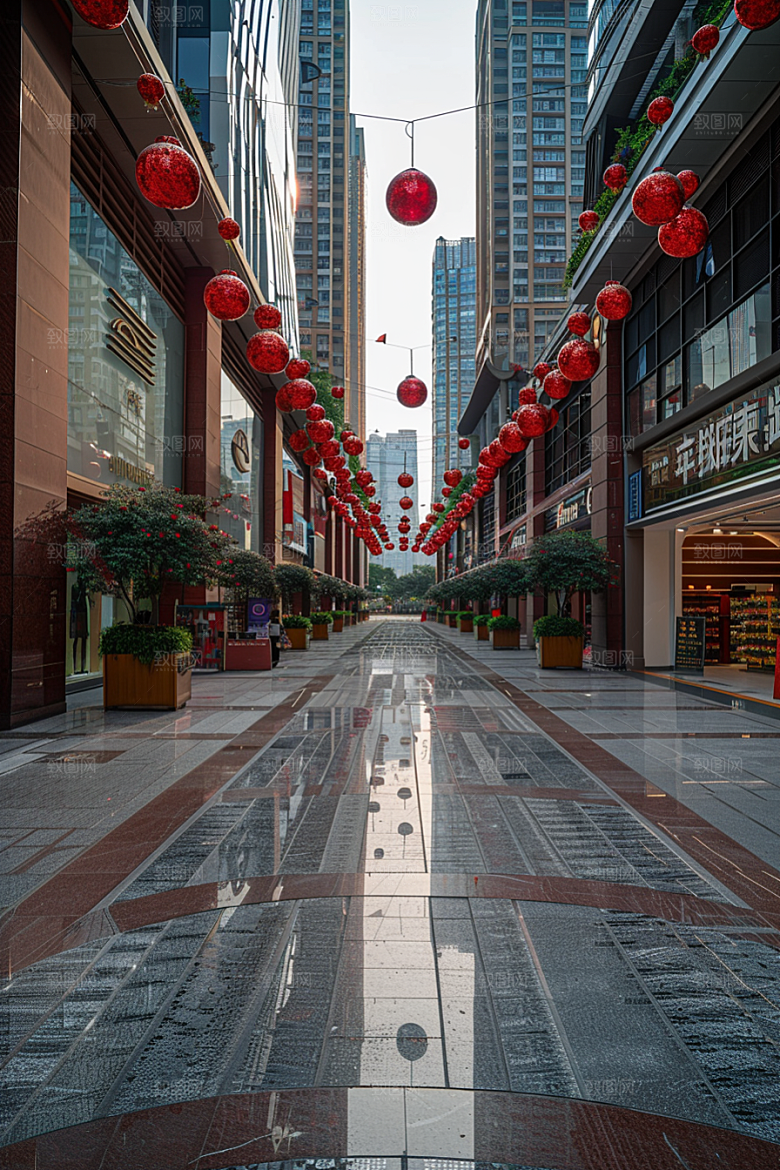 商业街简洁线条感效果图