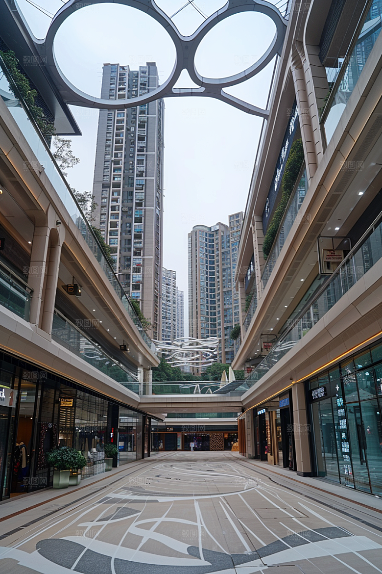 商业街玻璃幕墙简洁效果图