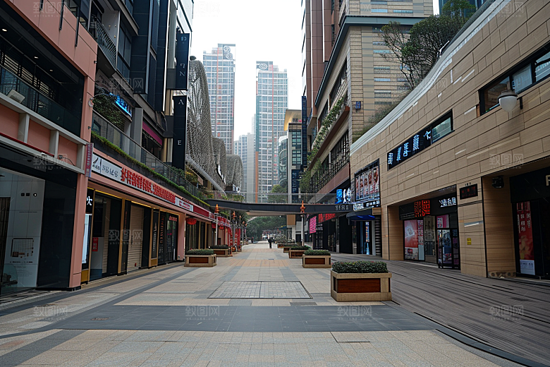 商业街玻璃幕墙楼盘效果图