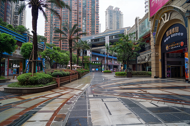 商业街线条感金属感效果图