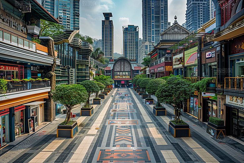 商业街楼盘街区效果图