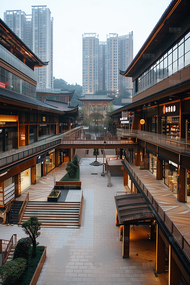 商业街金属感质感效果图