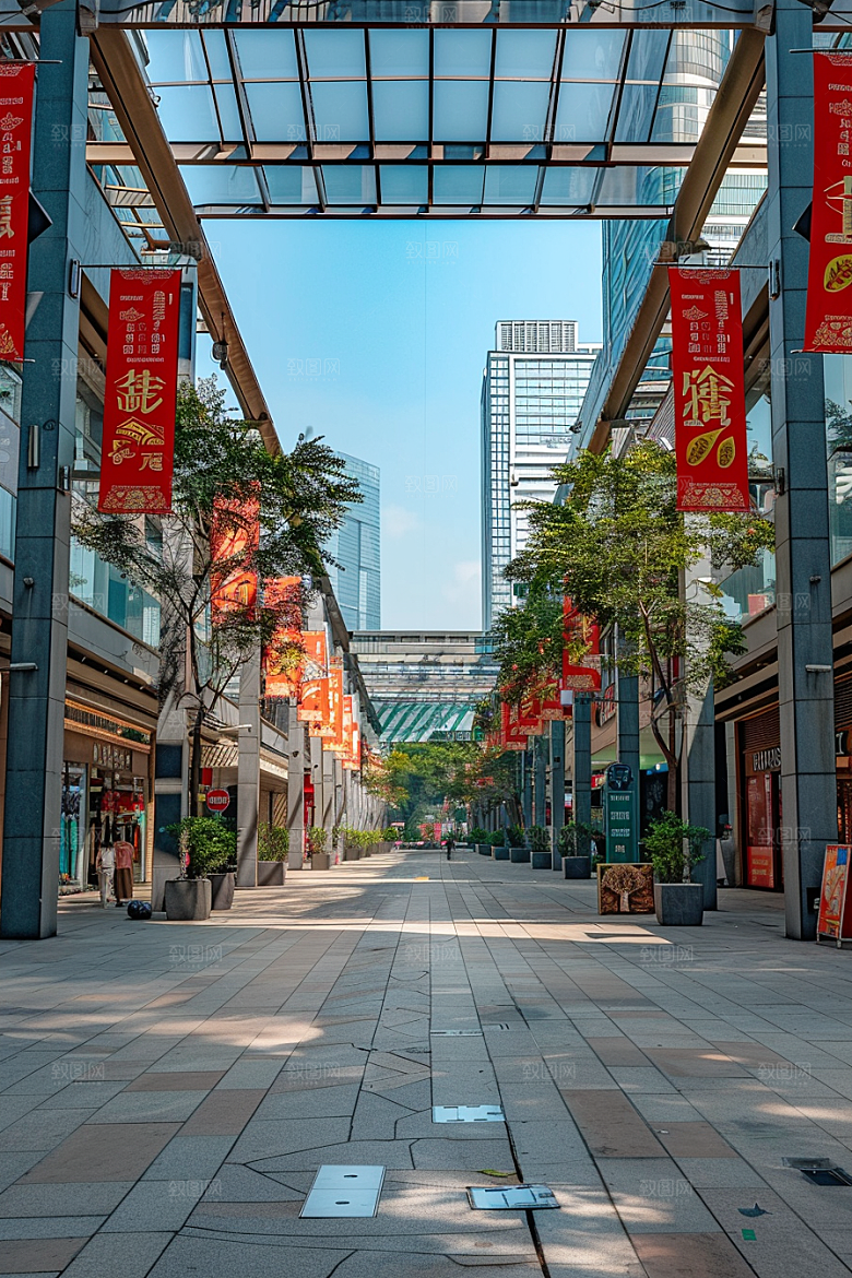 商业街现代玻璃幕墙效果图