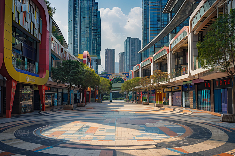 商业街建筑线条感效果图