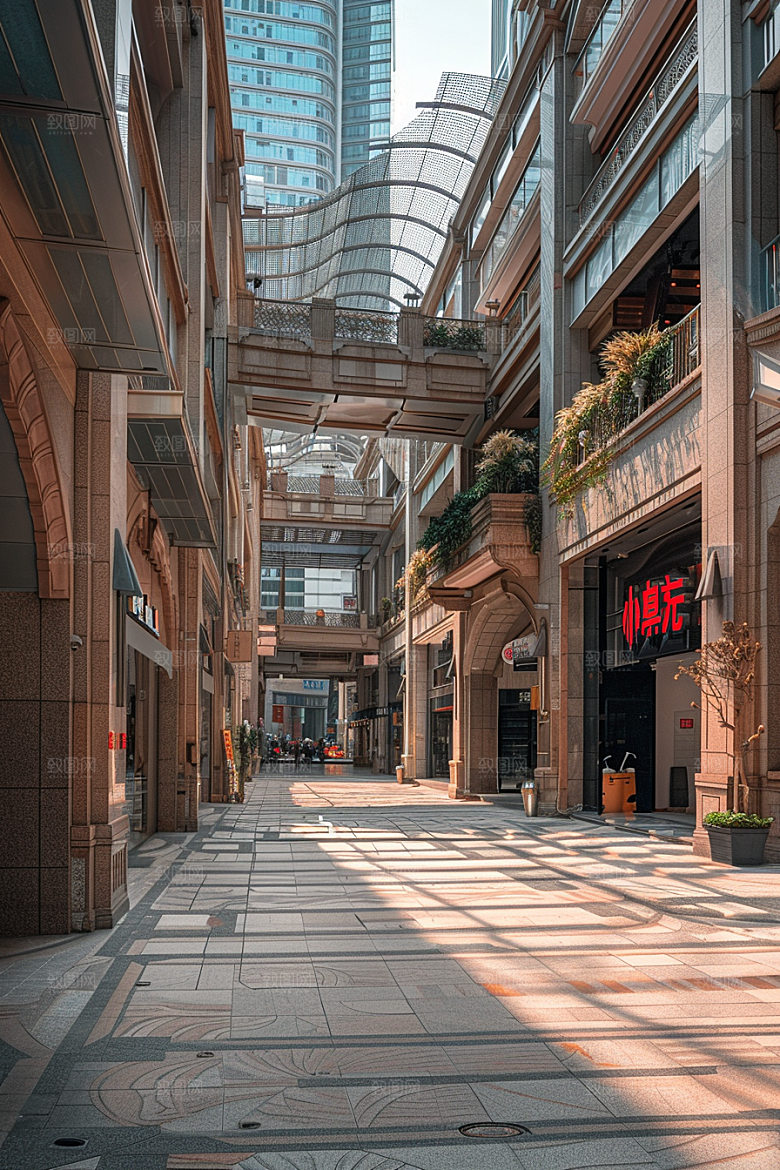商业街楼盘金属感效果图