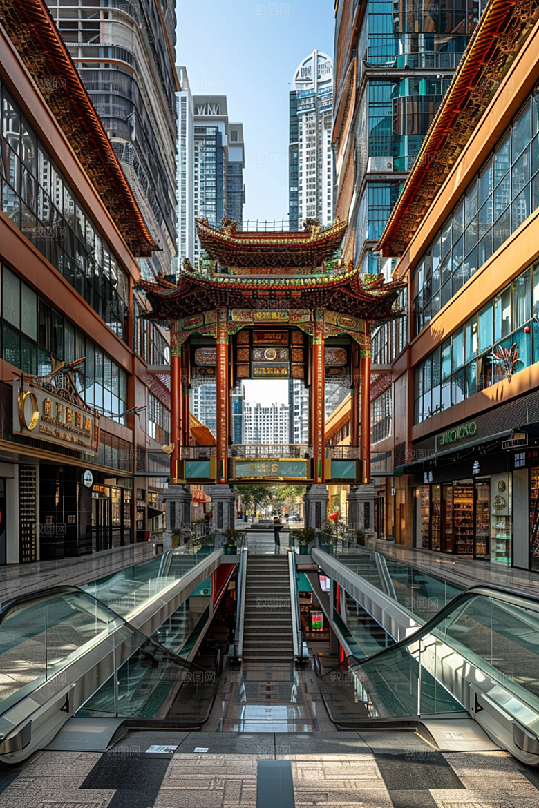 商业街楼盘玻璃幕墙效果图