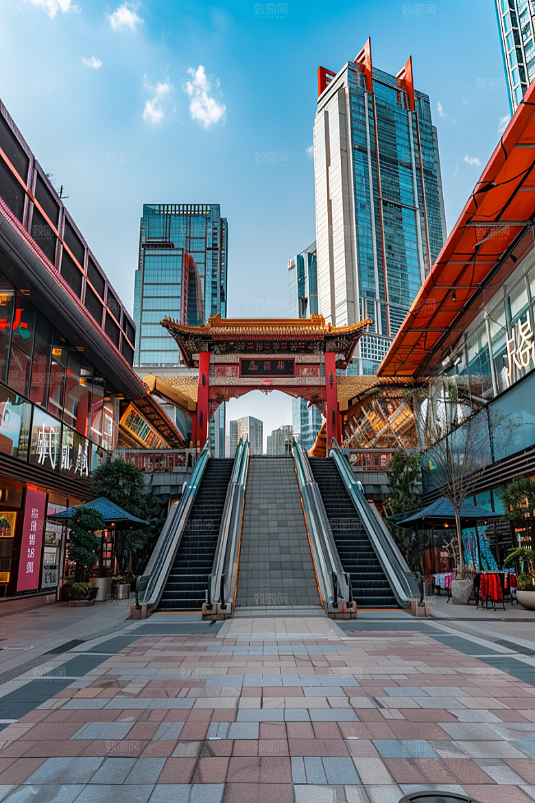 商业街楼盘建筑效果图