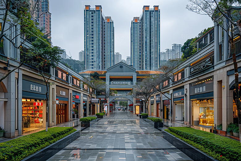 商业街线条感高清效果图