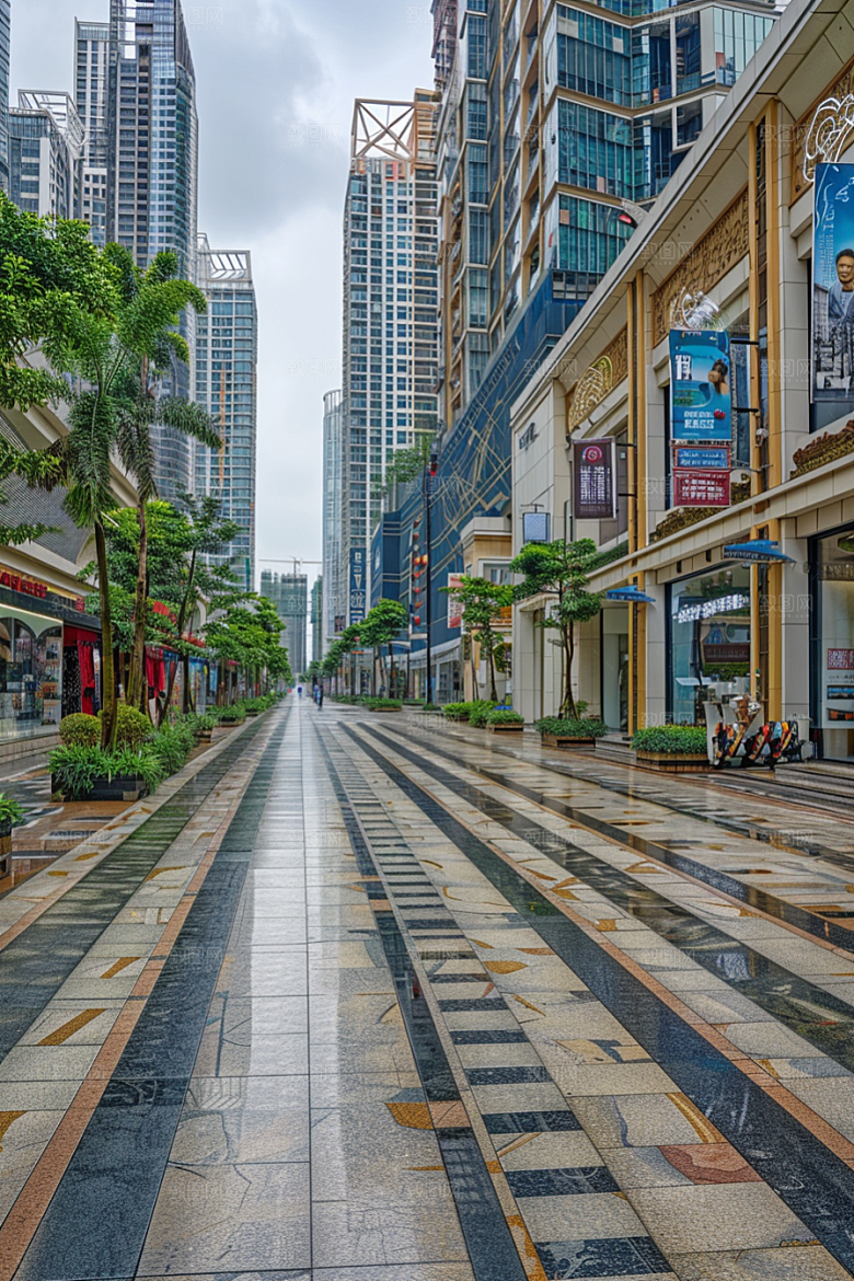 商业街高清线条感效果图