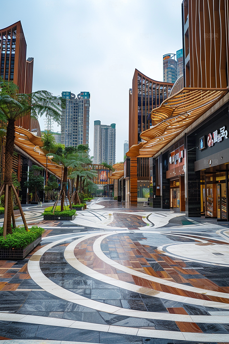 商业街质感现代效果图