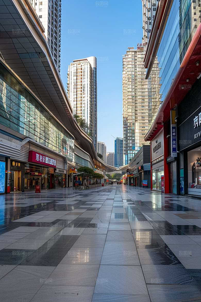 商业街建筑玻璃幕墙效果图