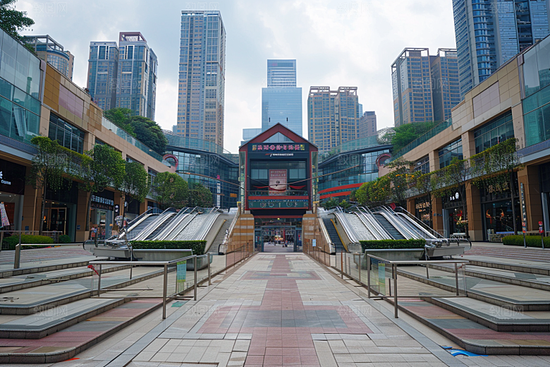 商业街金属感线条感效果图