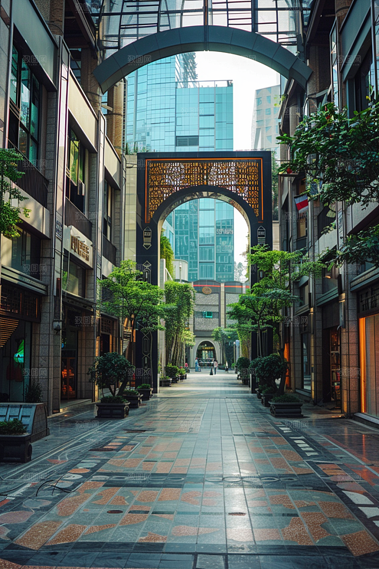 商业街现代街区效果图