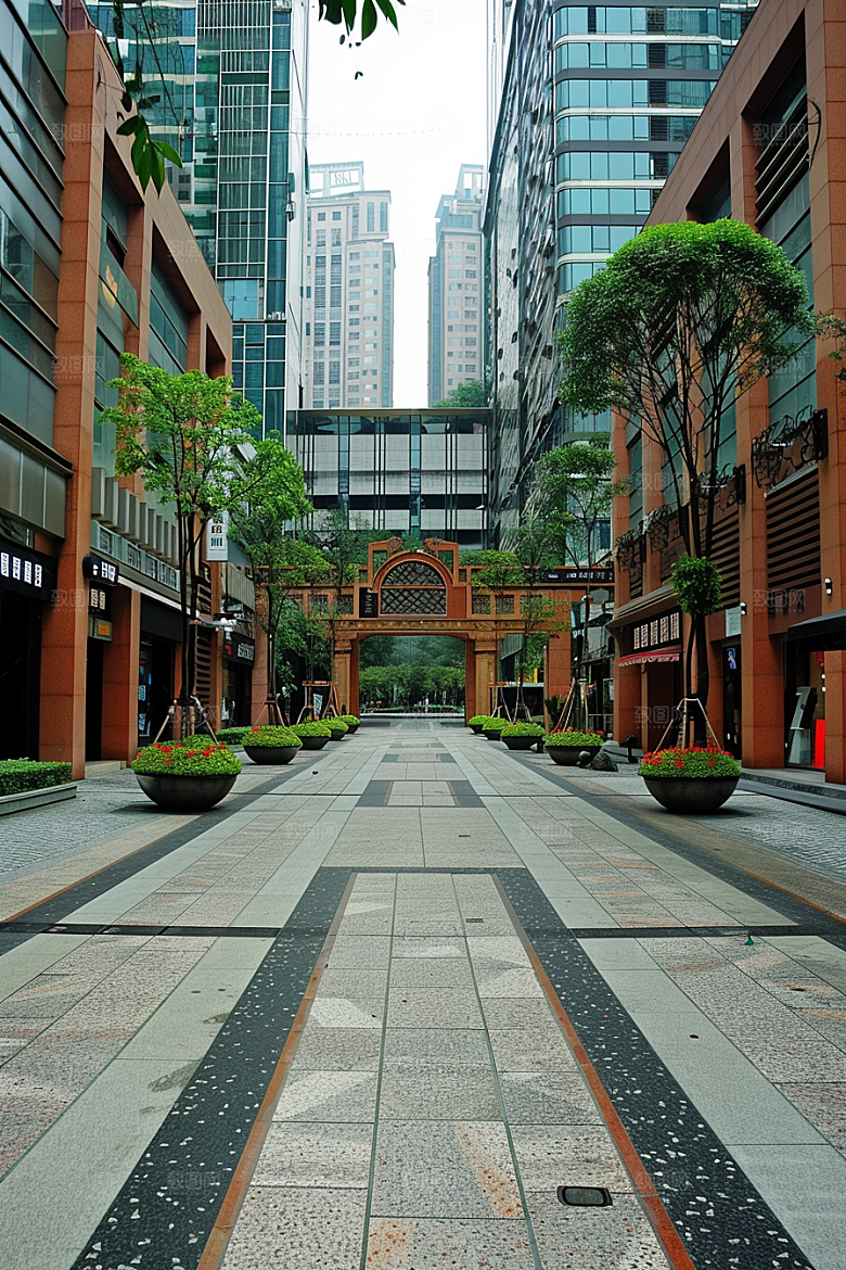 商业街金属感线条感效果图