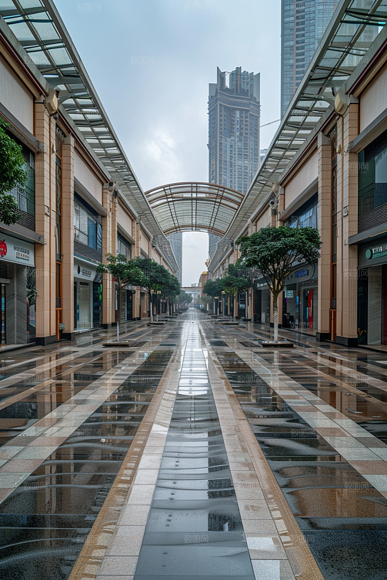 商业街简约现代效果图
