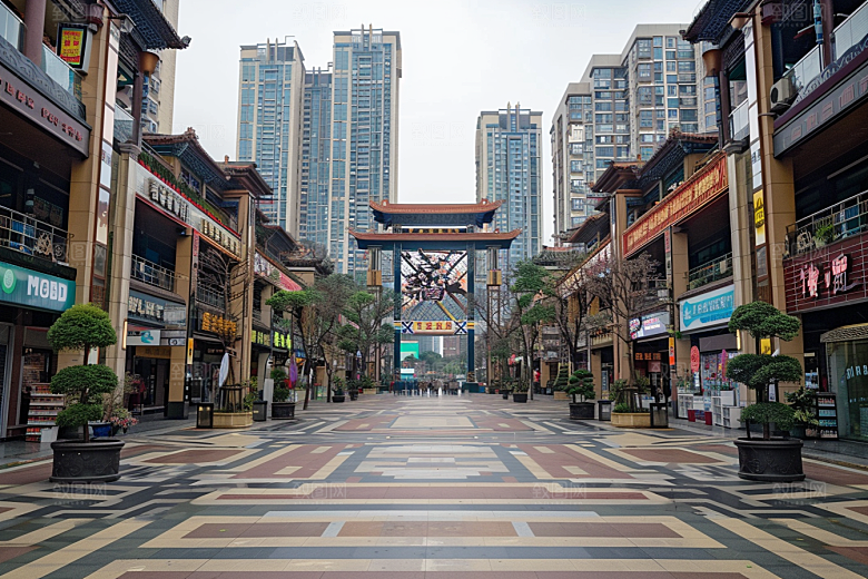 商业街街区楼盘效果图