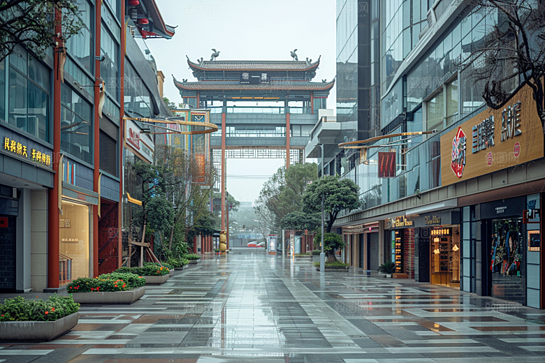 商业街楼盘建筑效果图