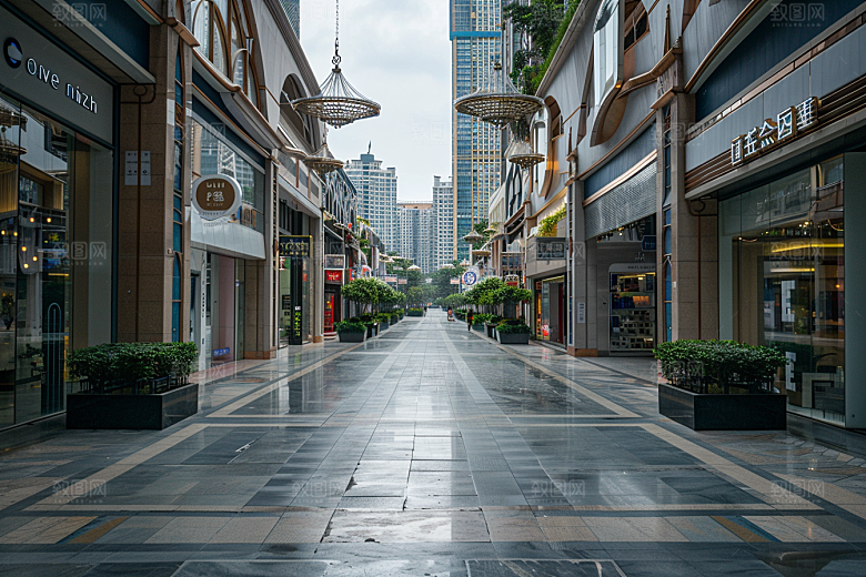 商业街楼盘玻璃幕墙效果图