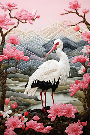 中国风山水自然传统文化技艺刺绣