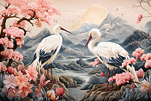 中国风山水自然技艺山河刺绣