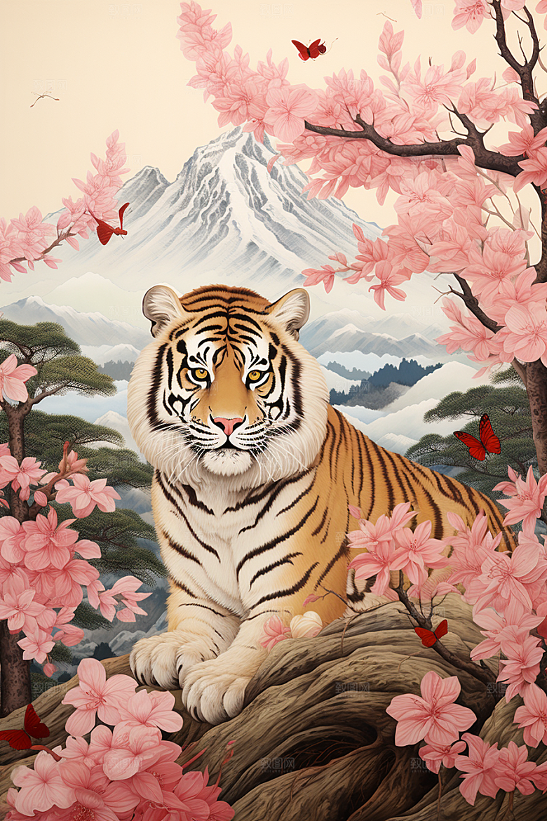 中国风山水自然艺术景色刺绣