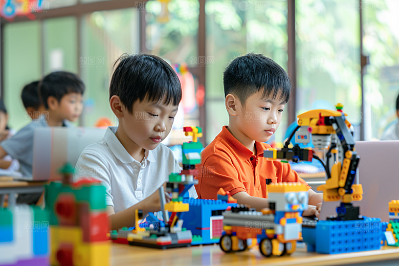 少儿乐高编程益智科学摄影图