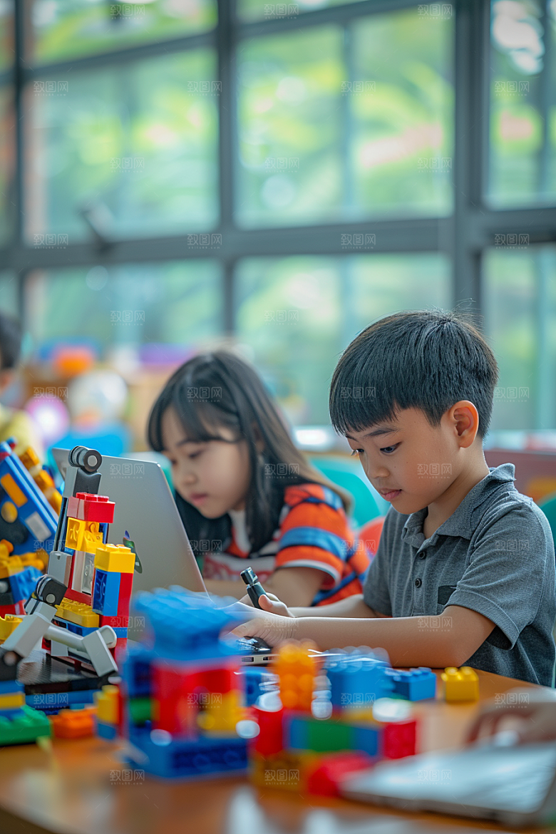 少儿乐高编程科学高清摄影图