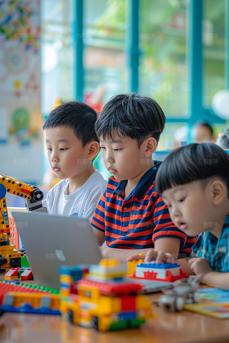 少儿乐高编程科学儿童摄影图