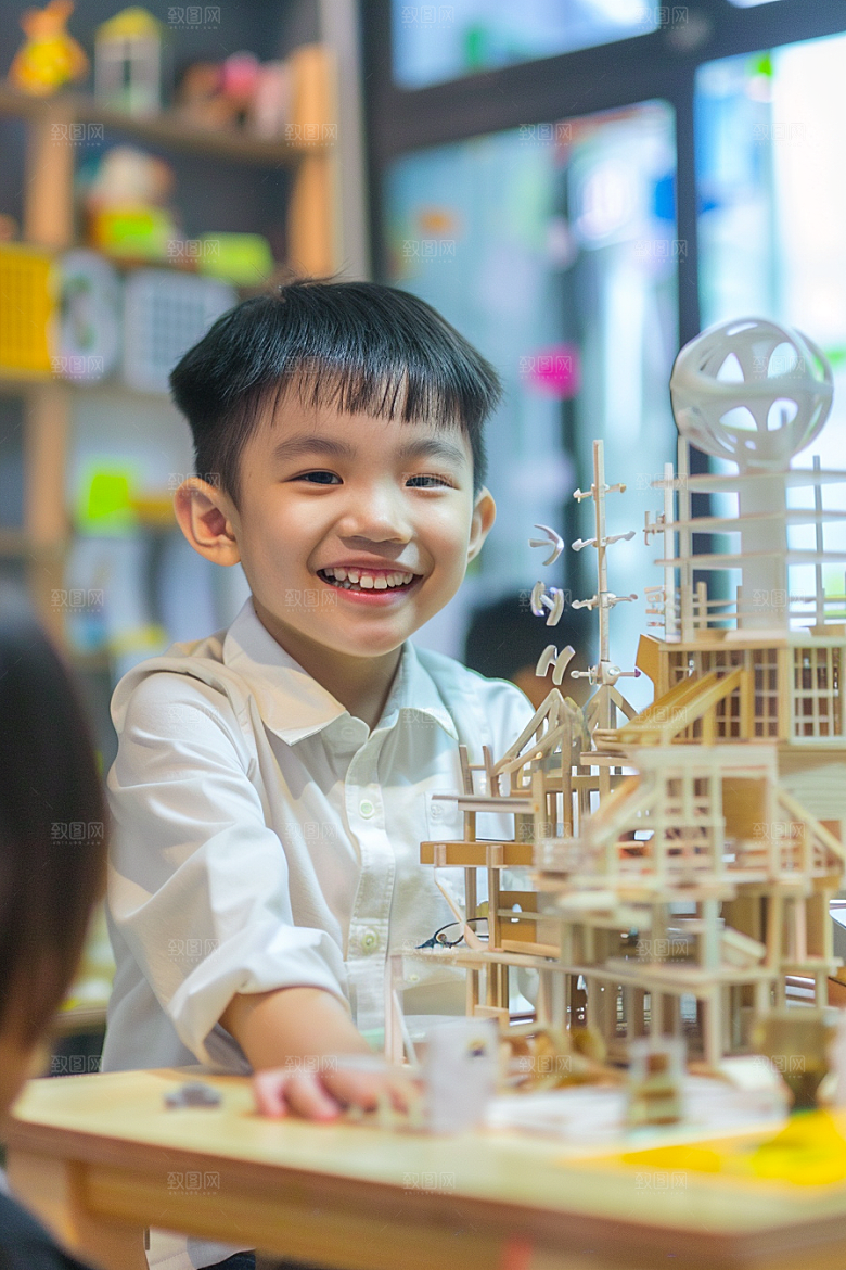 少儿乐高编程科学研究摄影图
