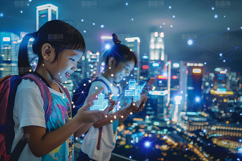 少儿乐高编程科技课外班摄影图