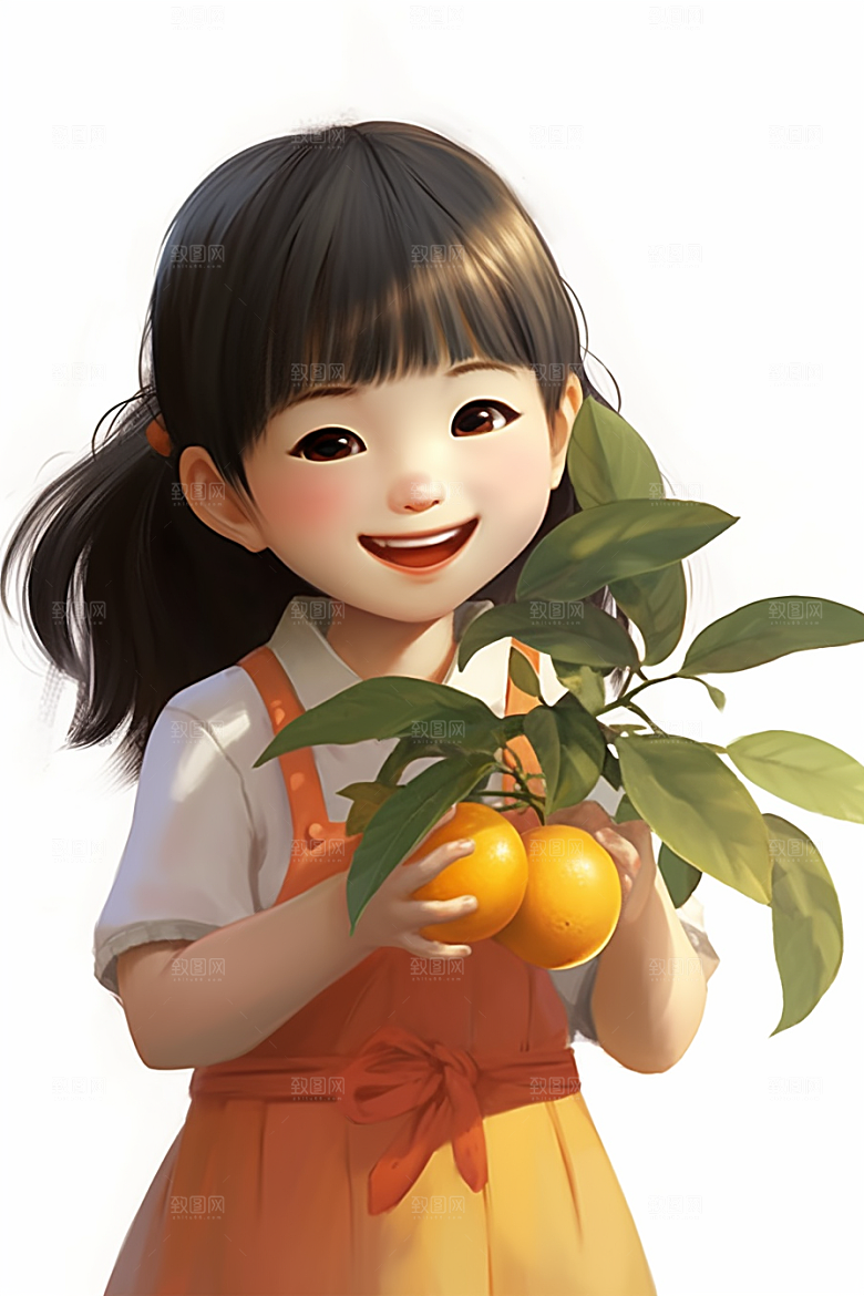 砂糖橘女孩乡村形象插画